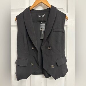 Allegra K Black Double-Breasted Vest
